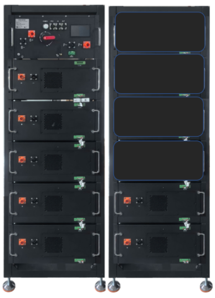 Rack high voltage 112 kWh (high voltage box+7 16 kWh battery modules)